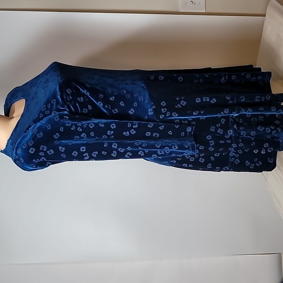 last price drop! DKNY Blue Velvet Layered Dress Crew Neck Velvety Party Dress - Picture 6 of 15